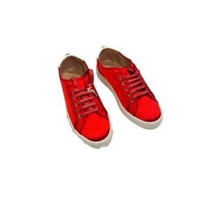 Aquazzura Red Carnation Satin tennis shoes LA Sneakers $877 New Size 35.5 5.5